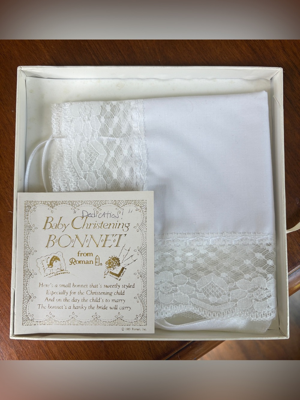 Roman Baby Christening Bonnet in White